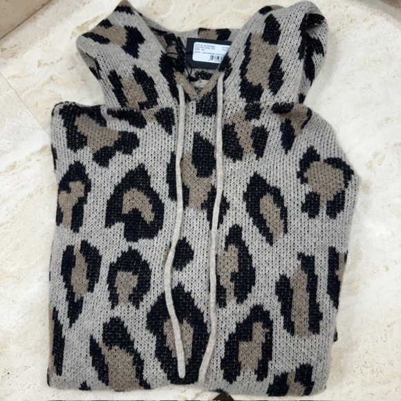 R13 Cashmere Hoodie Oversized Sweater Long Sleeve Leopard🌸 - Picture 9 of 16